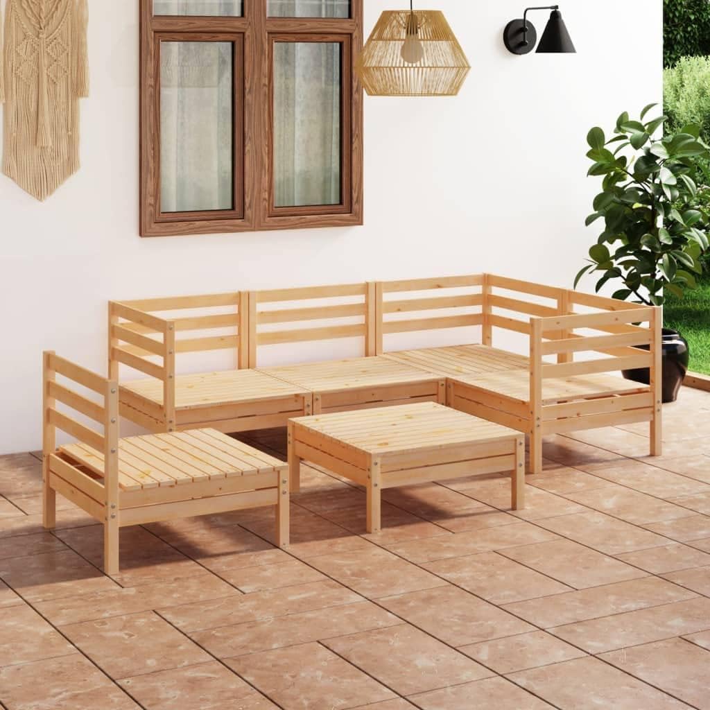 6 Piece Patio Lounge Set Solid Pinewood,Durable Wooden Garden Lounge Set: Relax, Nap, and Chat in Rustic Charm Patio Furniture, Outdoor Furniture Sets