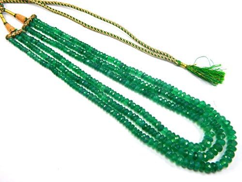3 Strands Green Onyx Beads 18.5 inch 5-8mm Rondelle Beads Emerald Alternative Faceted Green Beads Gemstone