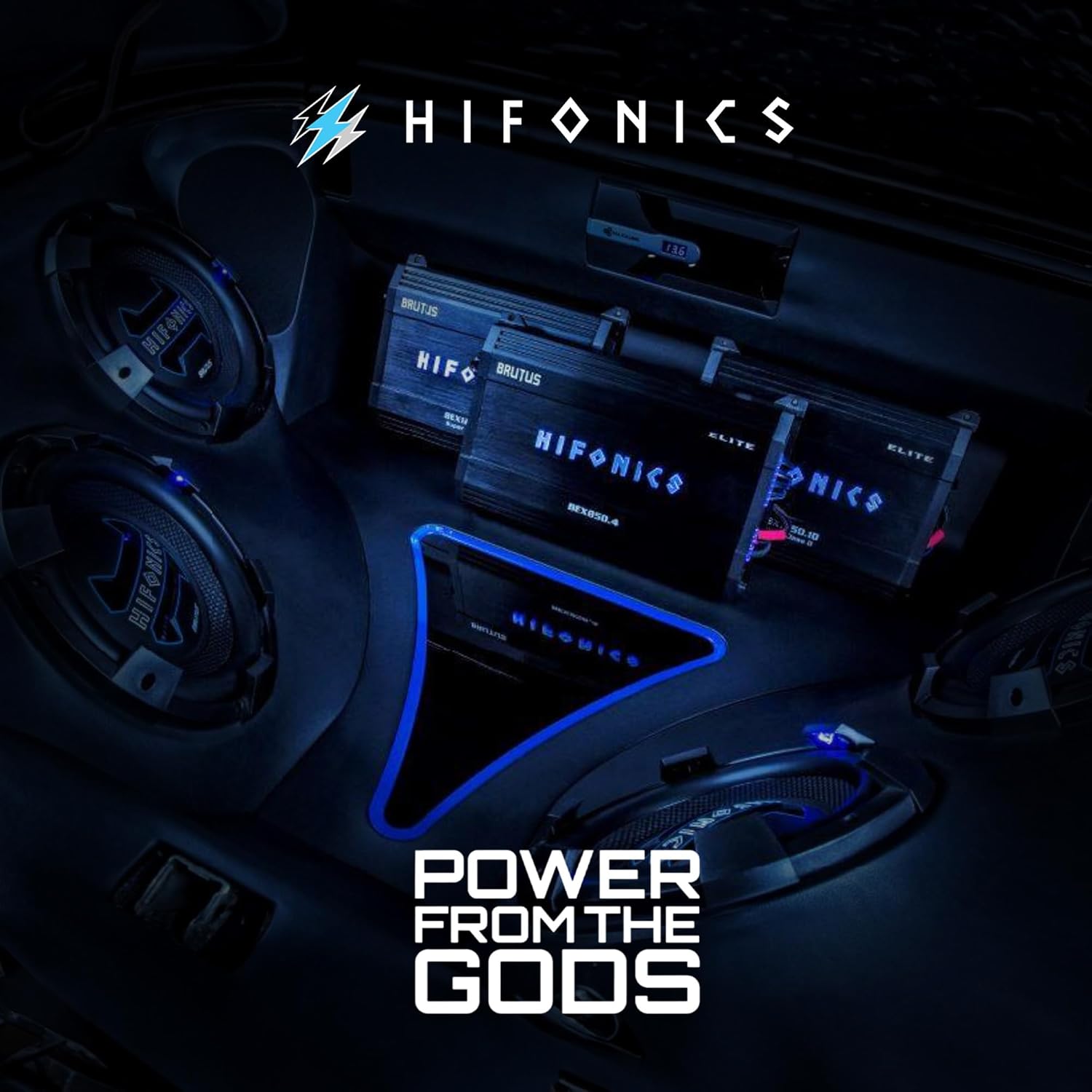 Hifonics Elite 10 Inch Shallow Mount Car Subwoofer, Dual 4 Ohm Voice Coil Speaker 600 Watt Peak Power Mobile Amplifier, Black/Blue