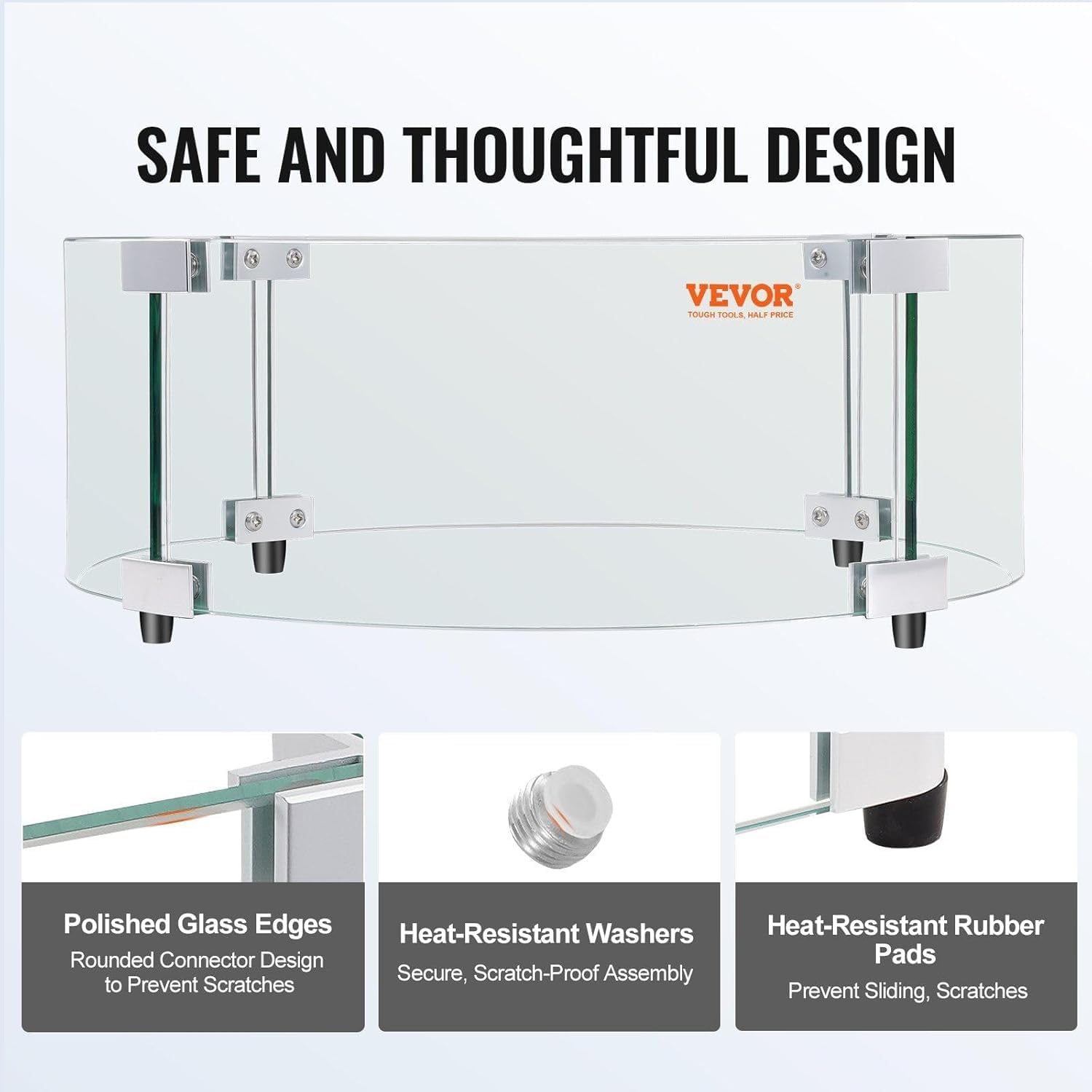 Fire Pit Wind Guard, 29 x 8 inch Round Glass Flame Shield, 0.24-Inch Thick Fire Table Accessory, Clear Tempered Glass Flame Guard for Propane, Gas, Outdoor, Patio, Backyard