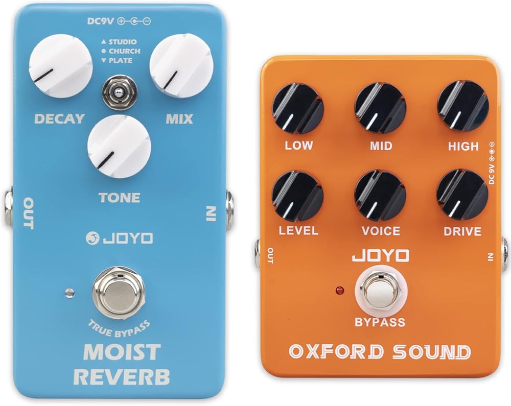 JOYO JF-20 Reverb Effect Pedal Digital Guitar Pedal and JF-22 Orange Amp Simulator Distortion Pedal