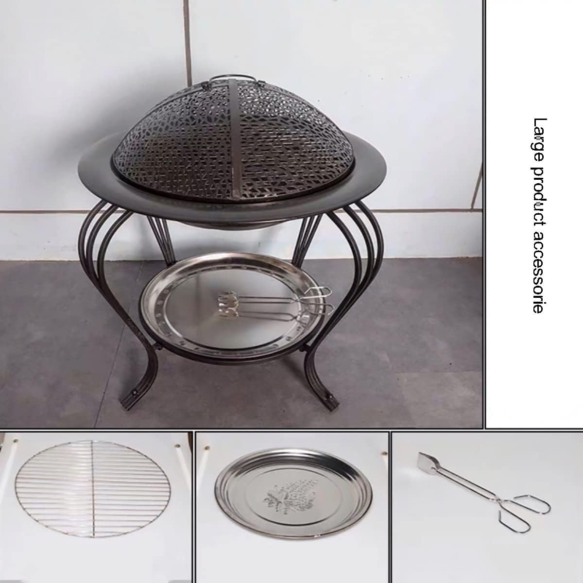 Firepit,Small Wood Burning Bonfire Pit,Camping Stove, Outdoor Wood Burning Firepit, Tent Stove,for Patio Camping Backyard Deck Picnic Porch (Color : Black, Size : Large)