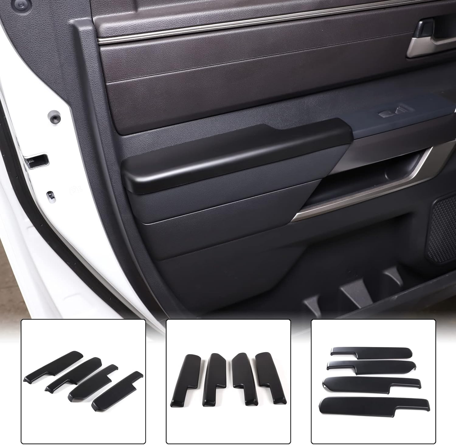 Aunginsy Car Inner Door Armrest Panel Trim Cover Compatible with Toyota Tundra 2022-2025 Pickup Truck Front Rear Side Door Armrest Panel Decorative Cover Protective Frame ABS Interior Accessories