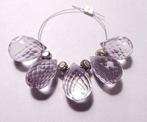 5 pcs strand - natural pink amethyst 12x8-15x9 mm feceted tear drop shape
