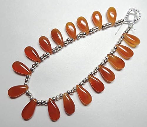 9 Matched Pairs, 15x7 MM Long aprx.,CARNELIAN ORANGE Chalcedony Smooth Pear Briolettes