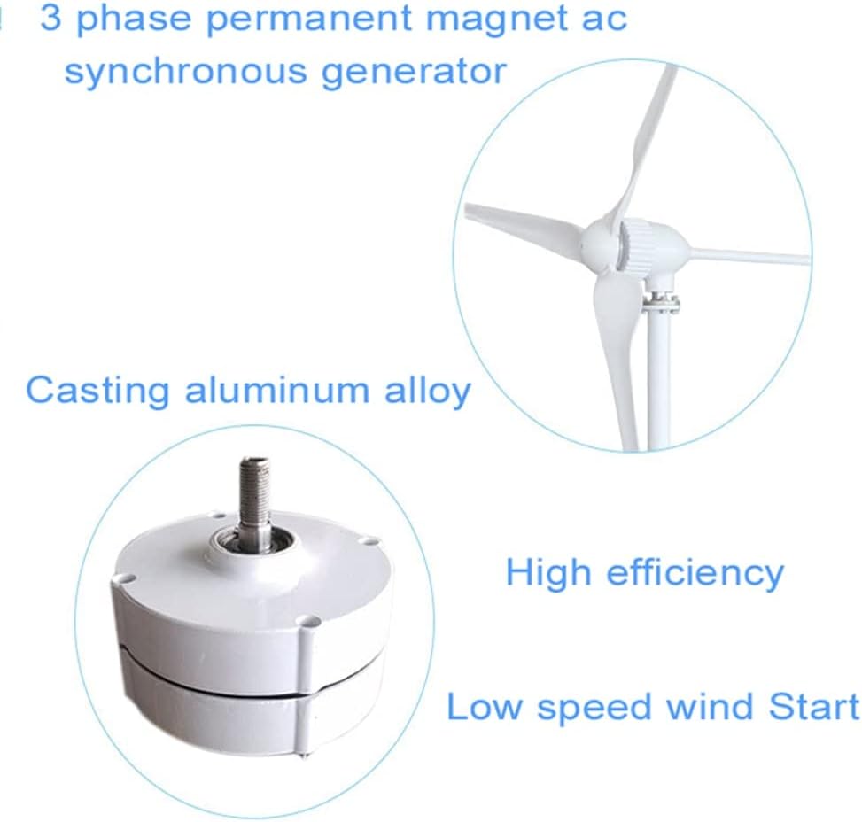 Wind Turbine Generator, 100W 200W 300W 12V/24V Low Speed Permanent Magnet Generator Household Motor DIY Horizontal Wind Turbine Generator,Generator Motor(Without Base,24V_300W)