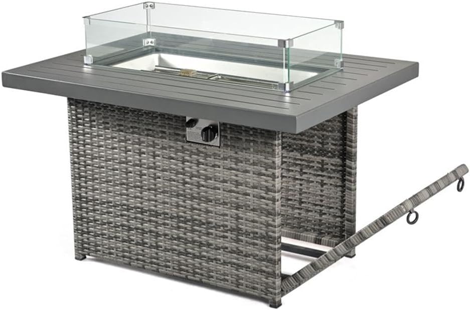 Furniture of America Wies Aluminum Wind Guard Outdoor Fire Pit Table in Gray