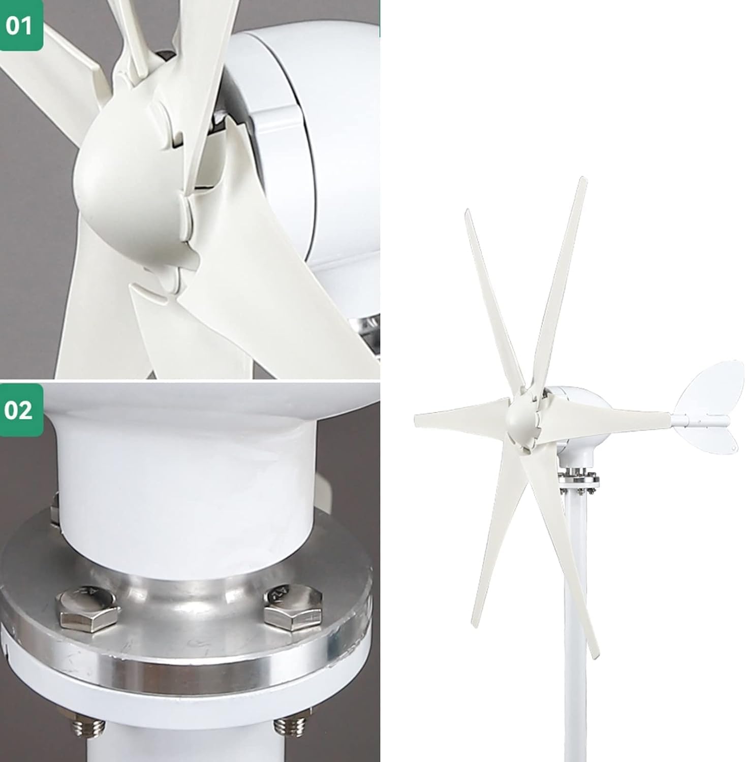 CAJUCA Horizontal Windmill 3000W Wind Generator Turbine Kit with Mppt Controller Home Boat Street Light