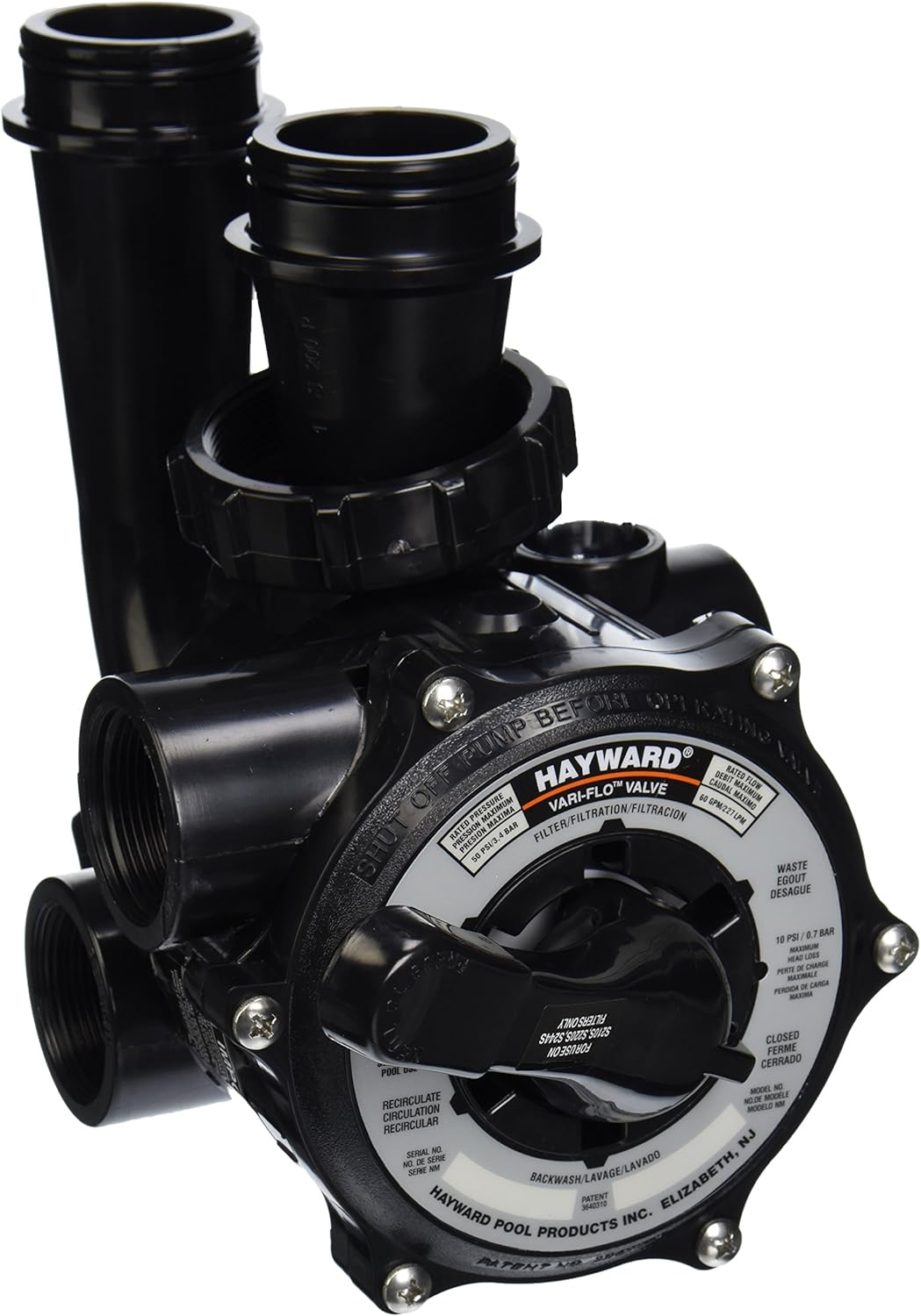 Hayward SP0710X62 Pro-Series Vari-Flo Replacement 1-1/2-Inch Control Valve Assembly with Gauge,black