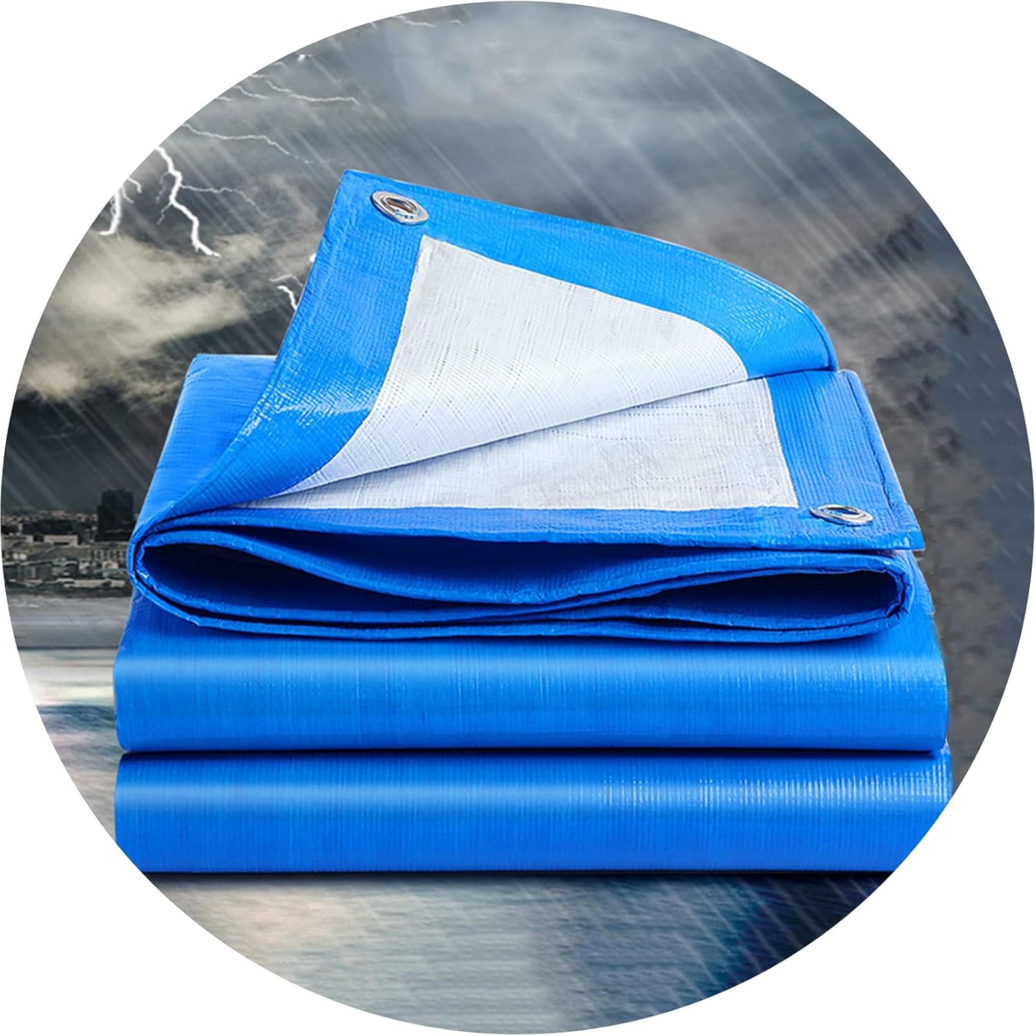 Tarpaulin with Eyelets Waterproof Plastic Canopy Thermal Insulation Tarpaulin, Tear-Resistant Outdoor Shed Cloth, 53 Sizes(10 X 30 m)