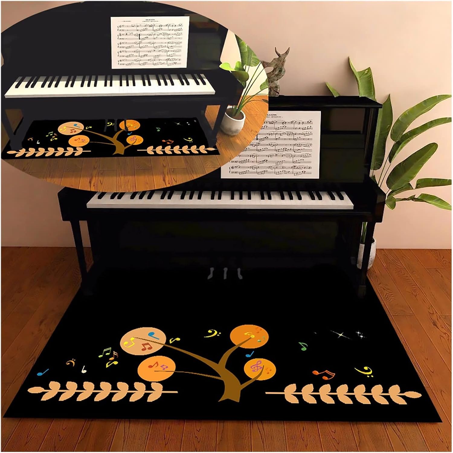 Rectangle Sound Absorbing Rug for Studio Room & Classroom, Home Piano Area Carpet Drum Floor Mat with Non-Slip Backing, Machine Washable,Thickness About 7MM/0.28
