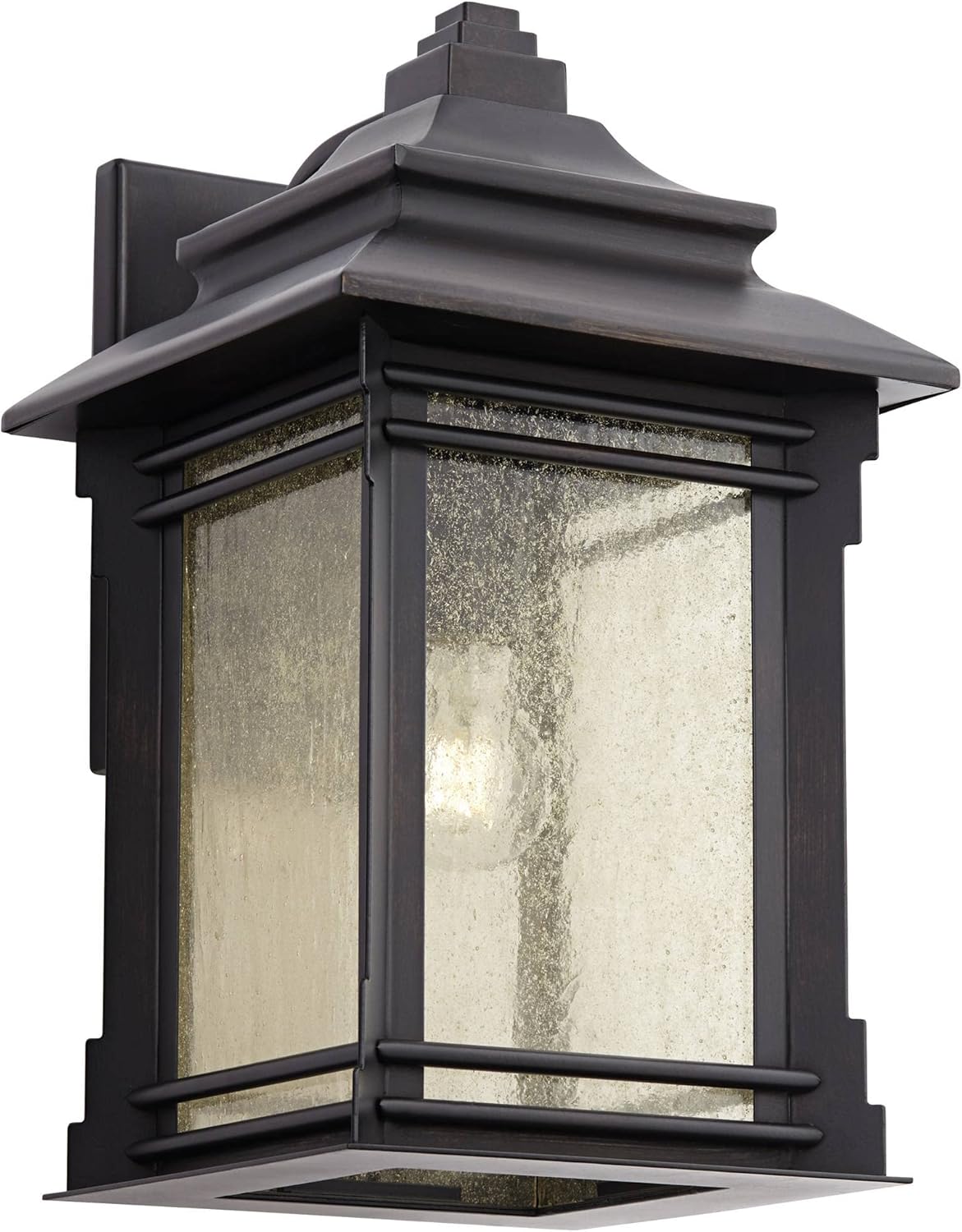 Franklin Iron Works Hickory Point Farmhouse Rustic Mission Outdoor Wall Light Fixture Bronze Lantern 16