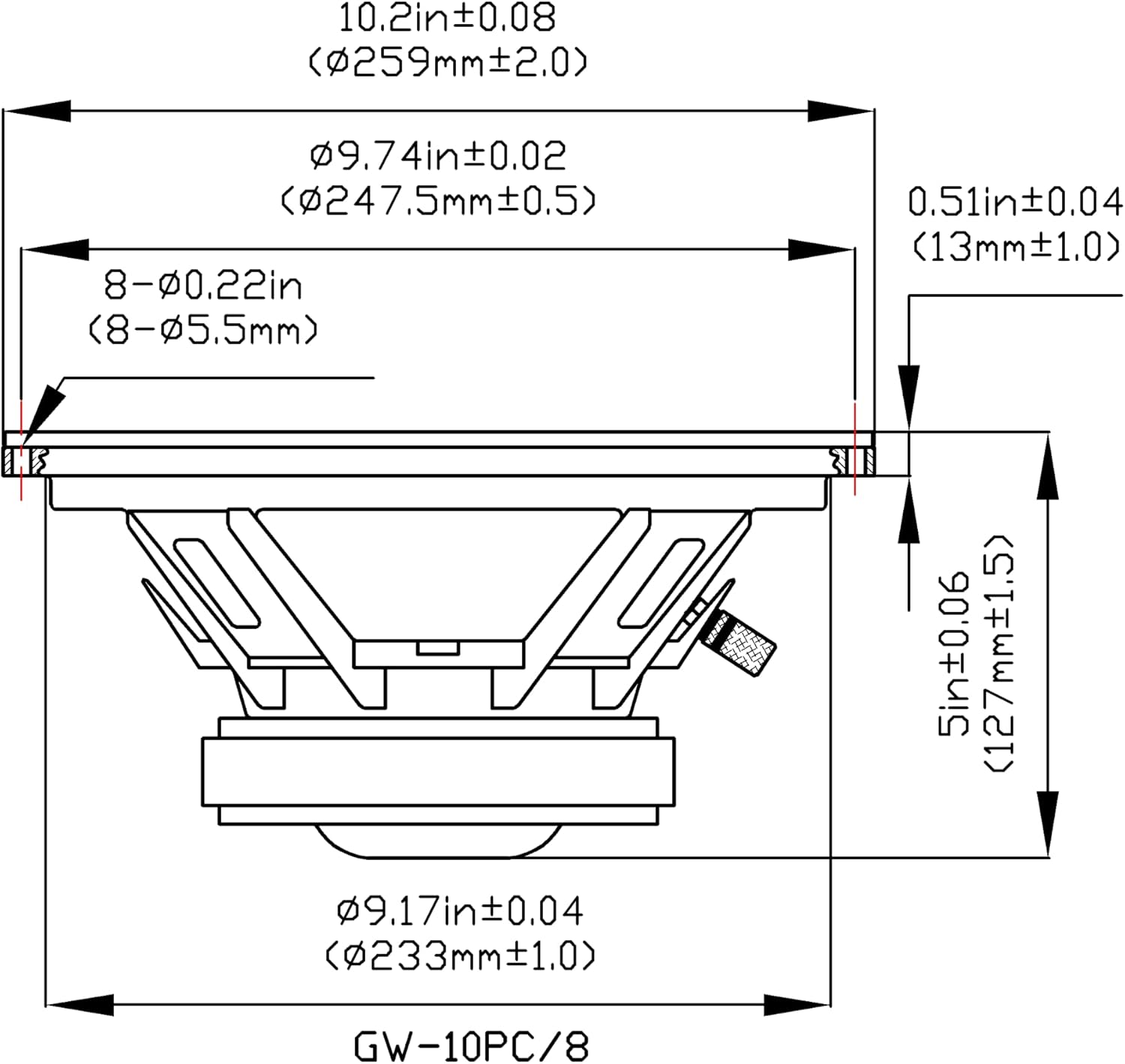 Goldwood Sound GW-10PC-8 Heavy Duty 8ohm 10