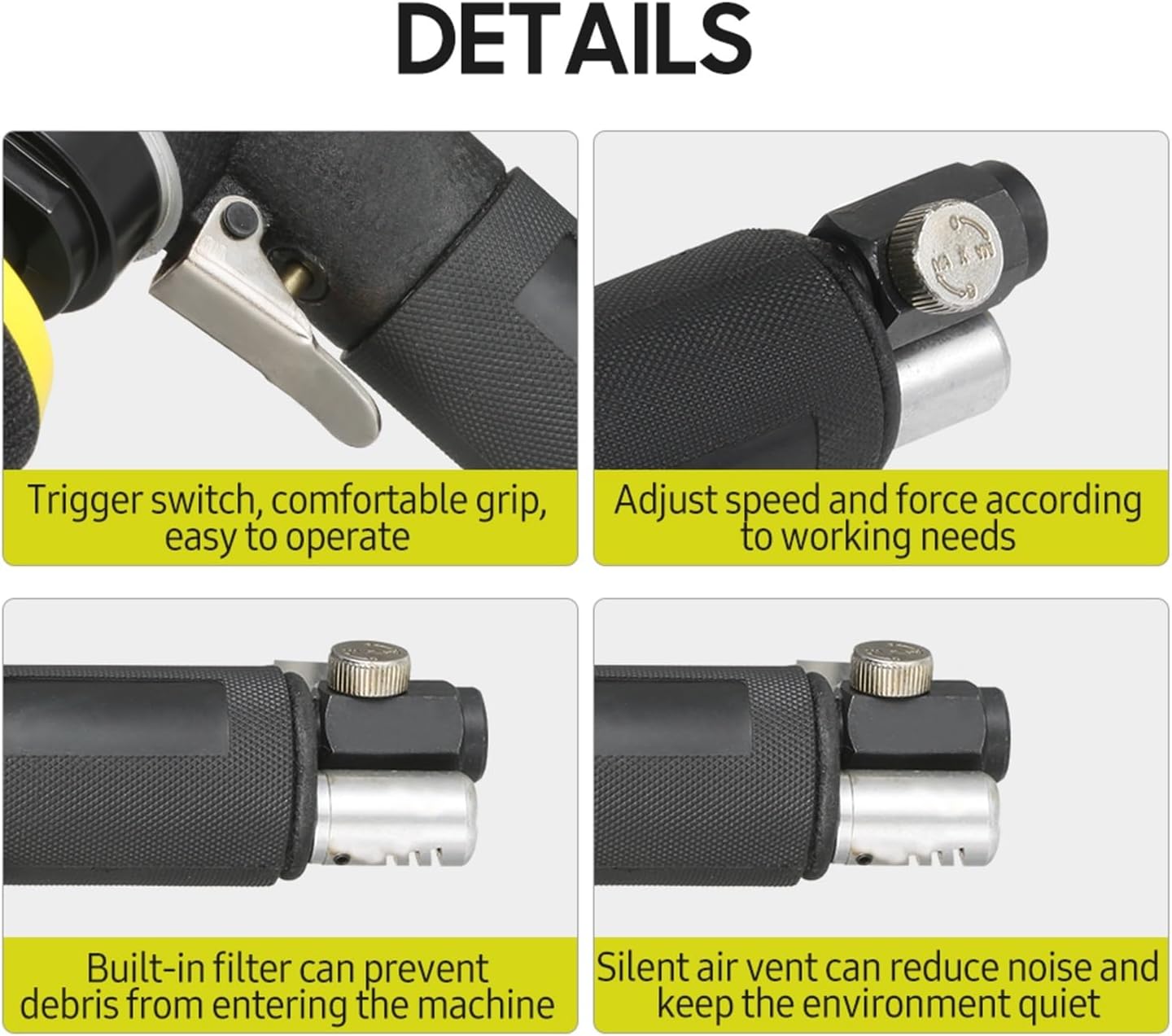 Air Sander 2 Inch 3 Pneumatic Handheld Polisher Waxer Polishing Machine For Auto Body Work Furniture Metal Surface for Woodworking(Eccentricity)