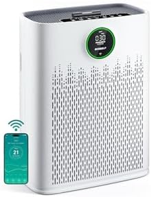 Smart Air Purifier for Home Large Rooms, with WiFi Control, Covers Up to 2400 Ft², Smart Mode, AQI Display, 22dB Sleep Mode & Aromatherapy with 2X-Power Filtration, HAP603WF, Bright White