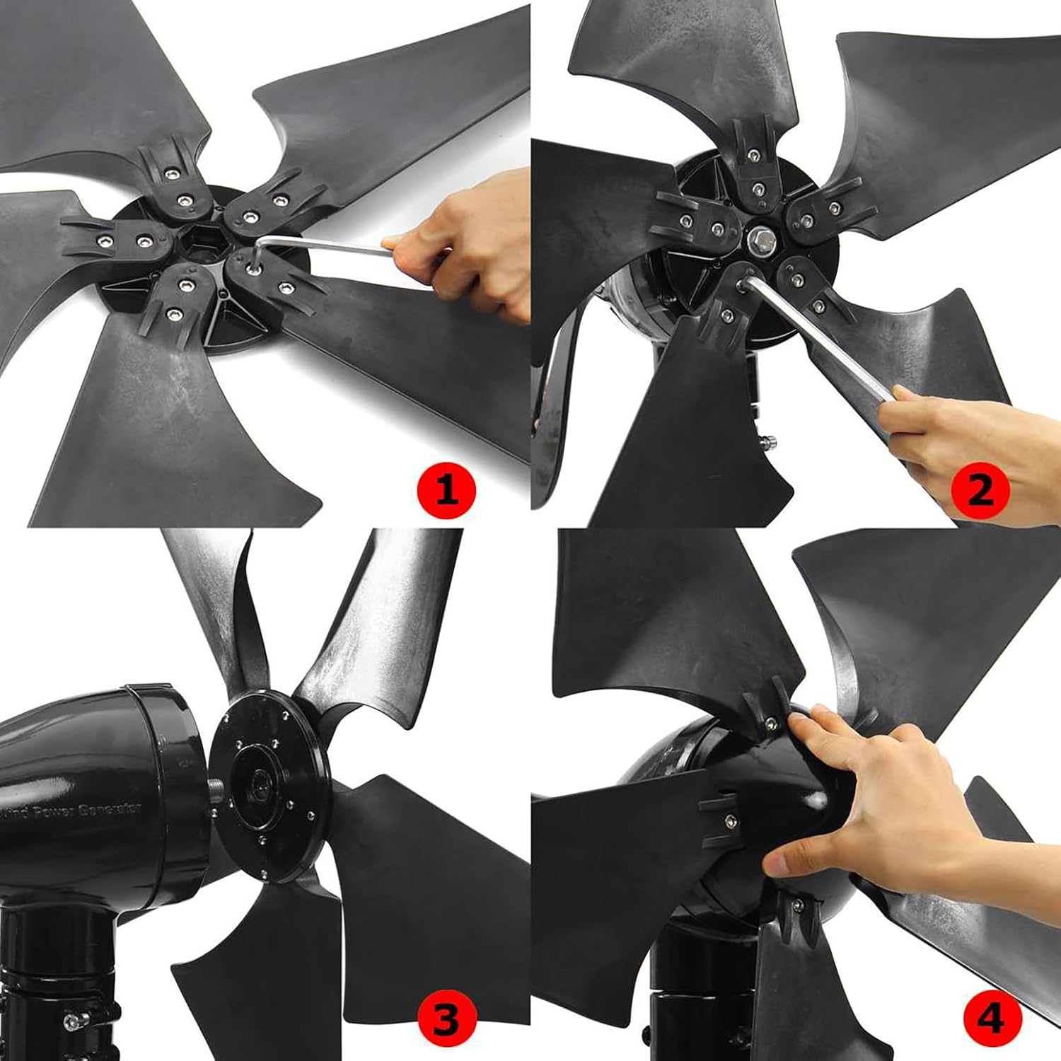 Wind Turbine Generator 1000W Horizontal Home Wind Generator Kit 12V / 24V / 48V with Controller and 5 Black Blades, Auto Adjust Windward Direction, for Home Outdoors Boat Camping,1000w,48V