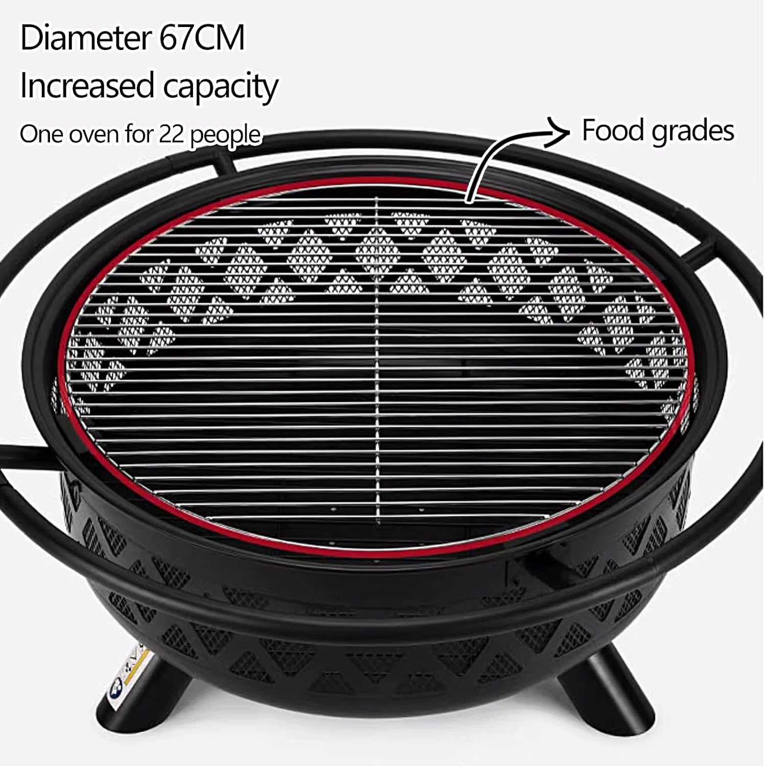 Outdoor Portable Wood Burning Stove, Multifunctional Outdoor Fire Pit, with Mesh Cover Grill Net and Rim Large Capacity for Tent Camping Cookout