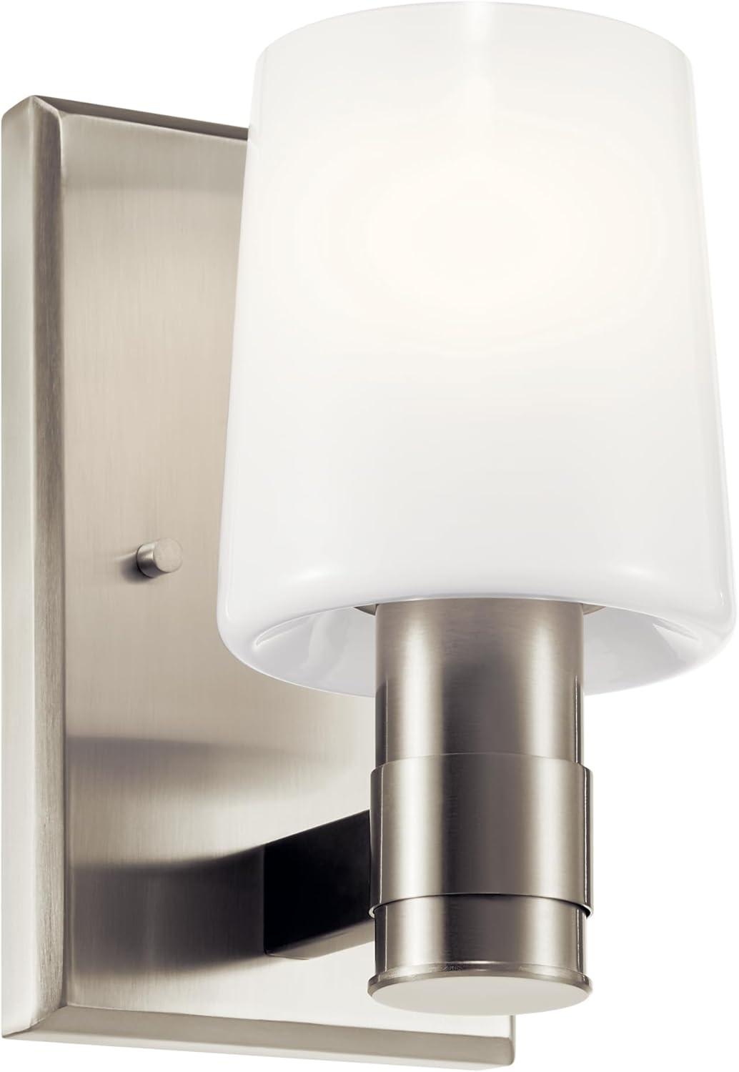 Kichler Adani 1-Light Wall Sconce, Modern Light with Opal Glass in Brushed Nickel, for Bathroom, Powder Room, Kitchen, Bedroom, or Hallway (8.5