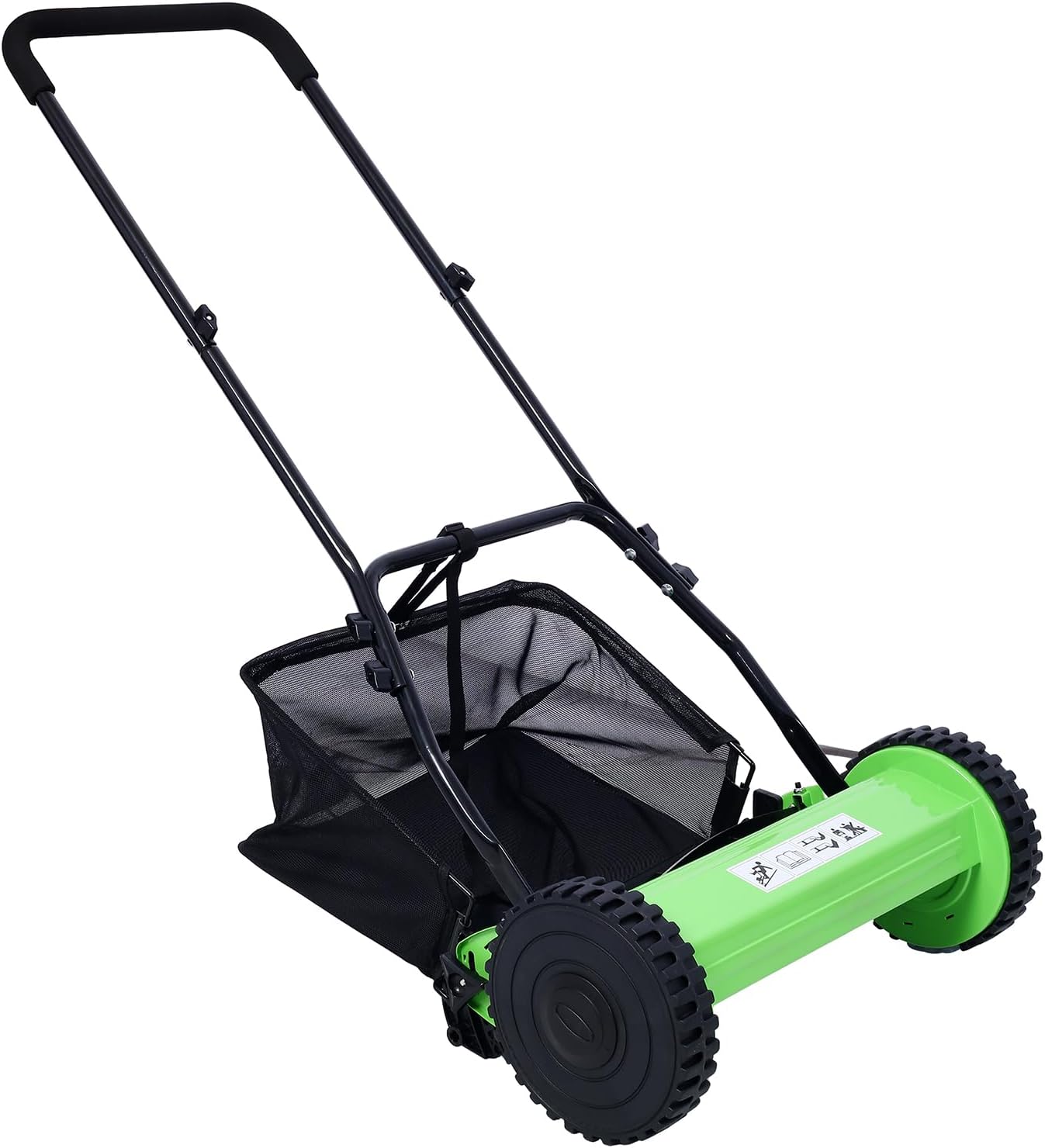 14-Inch 5-Blade Push Reel Lawn Mower with Grass Catcher, Blue Color