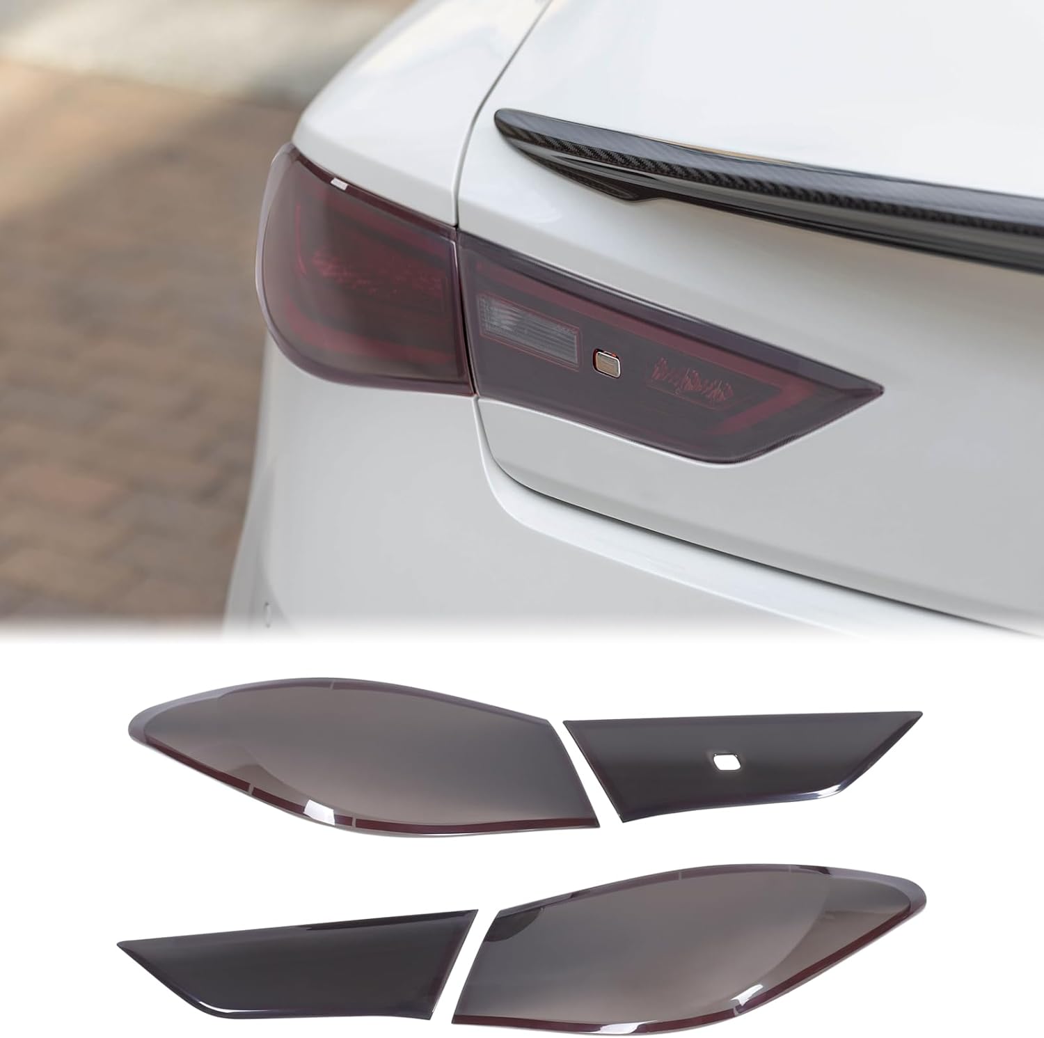 Aunginsy Car Rear Tail Light Lamp Cover Compatible with Infiniti Q60 2016-2022 Taillight Lamp Shell Shade Frame Bezels Trim Frame Rear Headlight Decorative Cover Protector ABS Exterior Accessories