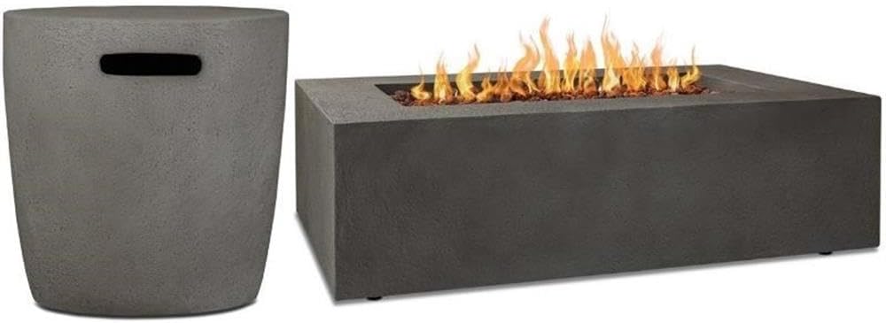 Home Square 2-Piece Set with Propane Fire Table & Tank Cover in Glacier Gray