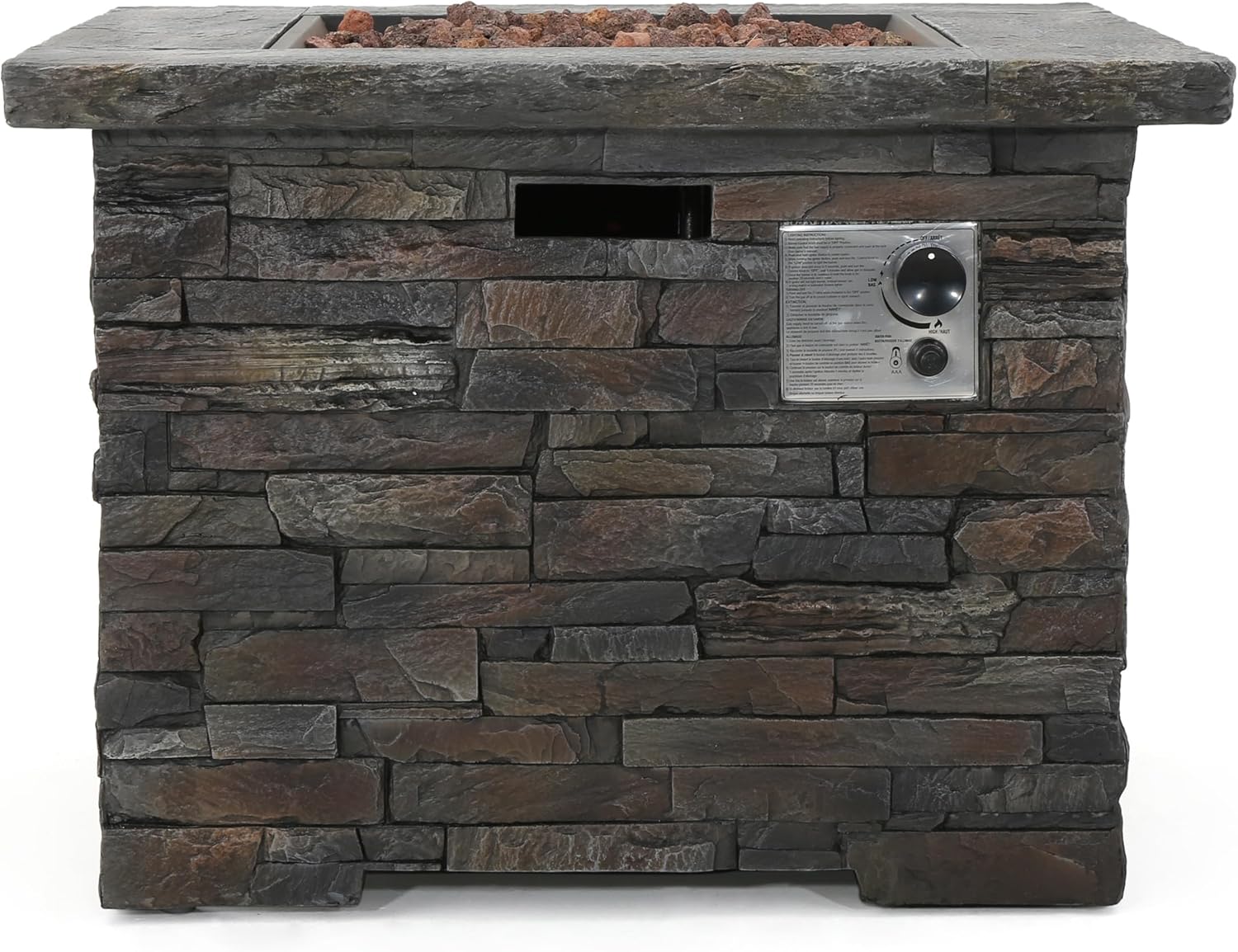 35 Inch Square Propane Fire Pit CSA-Listed Outdoor Fire Pit Table, 40,000 BTU, Add Warmth and Ambience to Parties On Patio Deck Garden, Grey