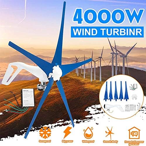 Wind Turbines Generator 4000W 12V/24V 5 Blades Horizontal Wind Generator with Controller Windmill Energy Turbines Charge,12v