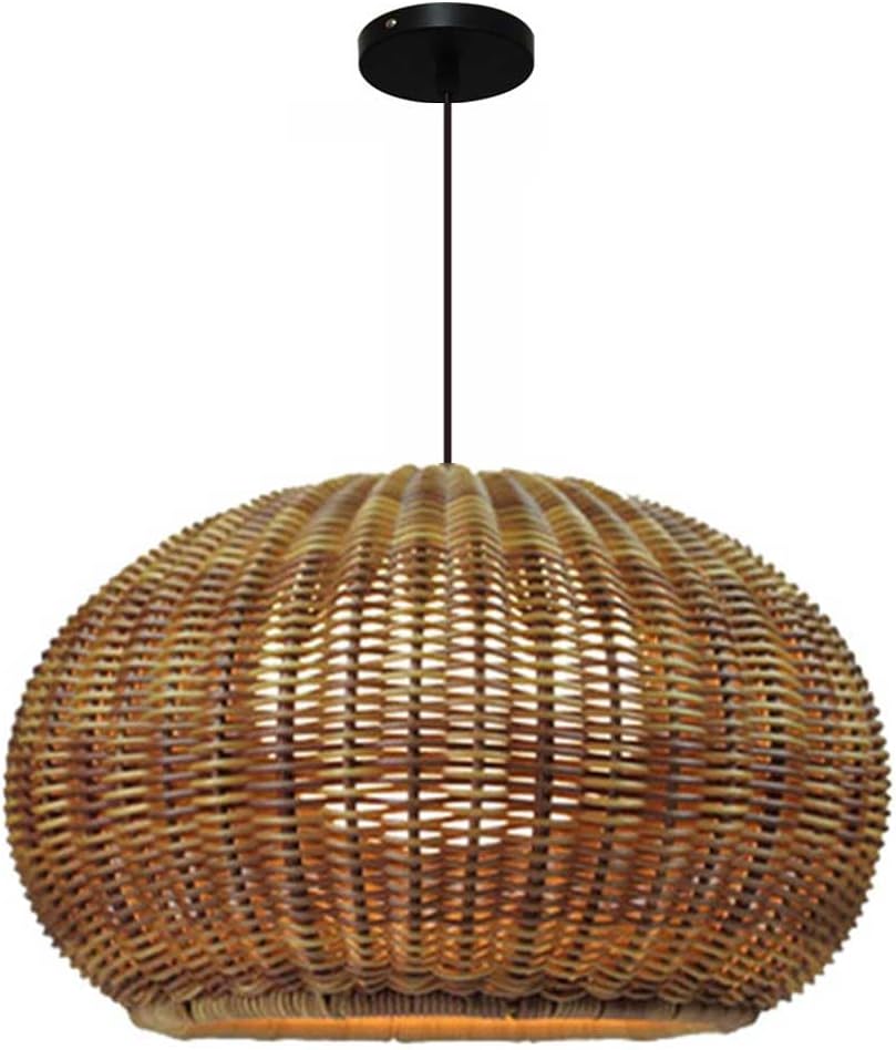 Country Style Rattan Pendant Lamp Outdoor Rubber Rattan Lampshade Hanging Wicker Chandelier Ceiling Fixture Hand-Worked Bamboo Basket Lamp Hanging Lamp Waterproof Garden Villa Decorative Light