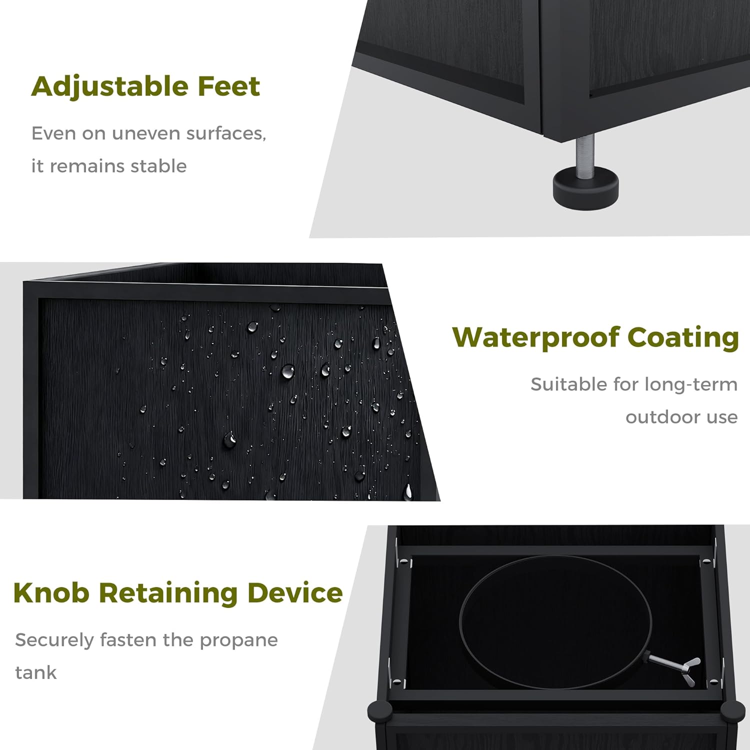 Propane Tank Cover Table 20lb, Propane Tank Storage Box with Portable Handle, Outdoor and Indoor Gas Cover Table for Fire Pit, Rust Prevetion, Waterpoof, Black Oak