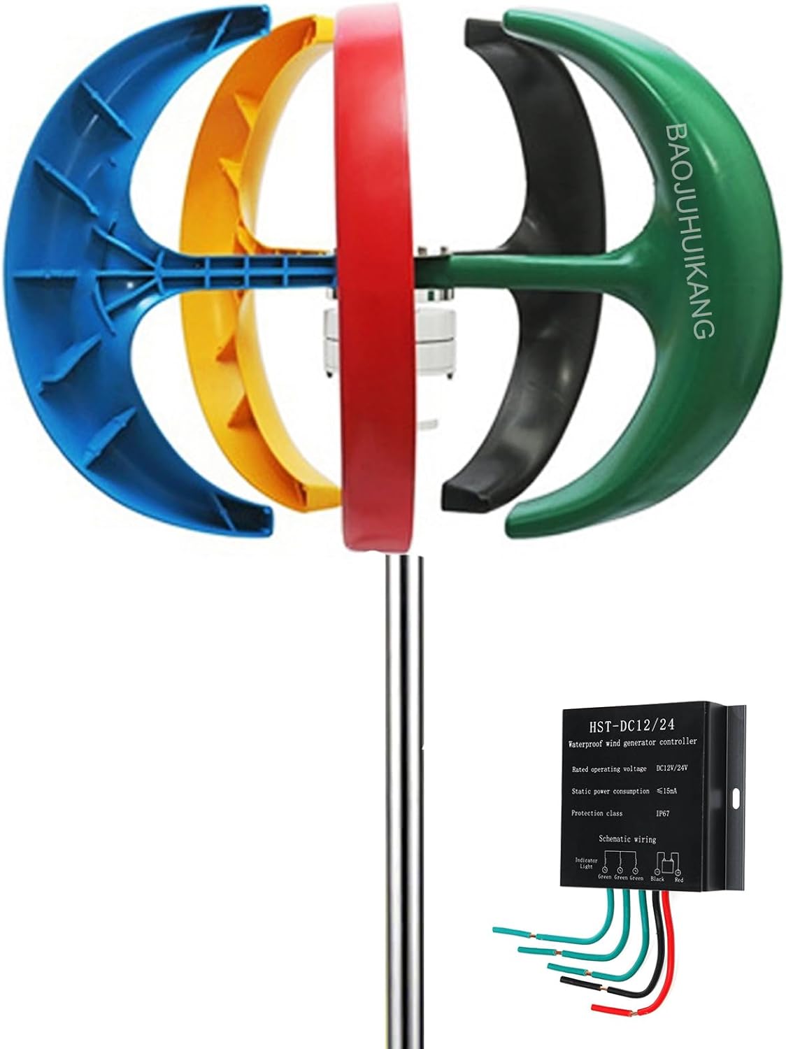 5 Blades Wind Turbine Generator,3000W 12V 24V 48V Lantern Vertical Axis Motor Kit, for Home Hybrids Streetlight Use,220V