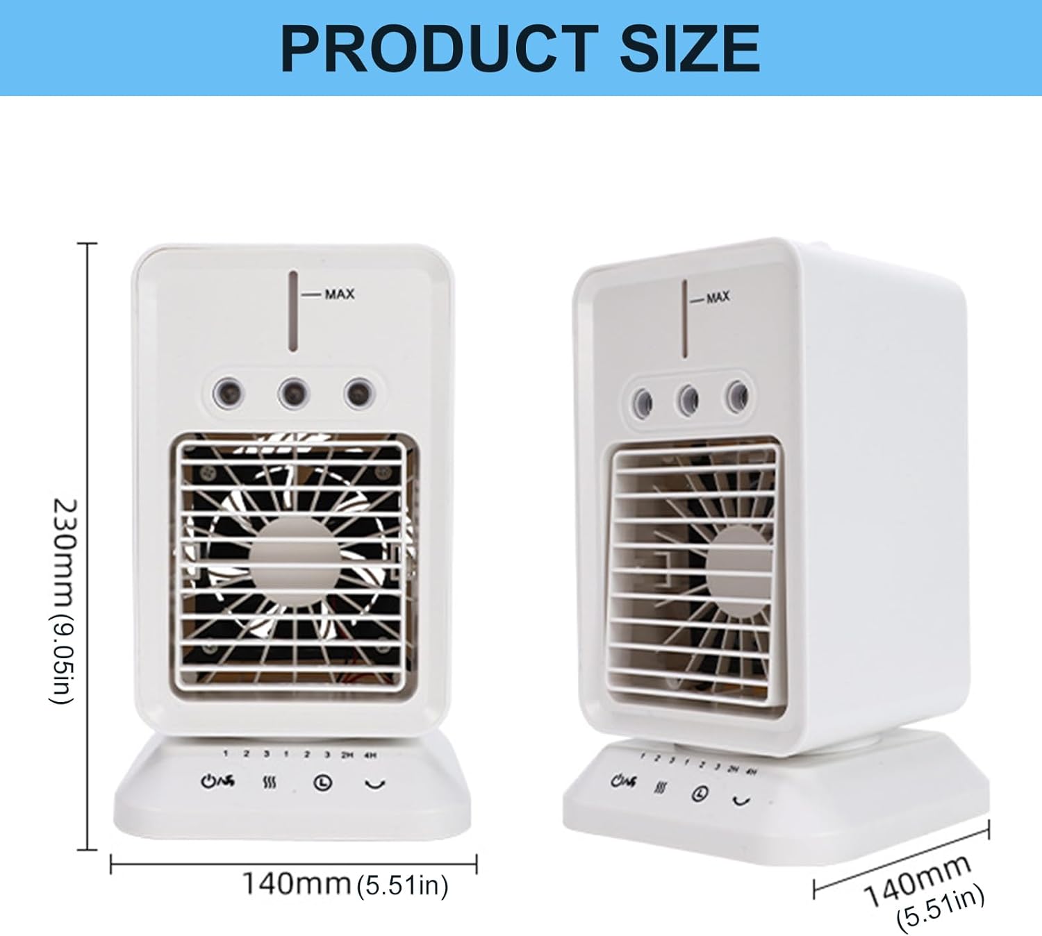 Miniature Desktop Humidifying Air Conditioner Fan Usb Rechargeable 300ML Water Tank Cooling Fan with Night Light (B)