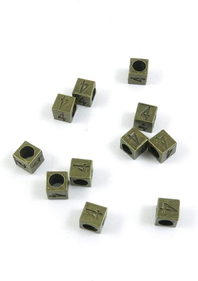 Price per 1930 Pieces Antique Bronze Tone Jewelry Charms Findings Arts Crafts Beading Making Charmes K3ZW1C Cube Number Numeral 4 Loose Beads