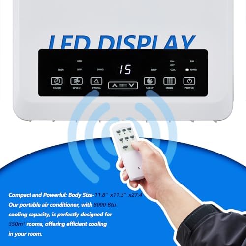 Portable Air Conditioner | 8,000 Btu for Large Rooms Up to 350 Sq. Ft. | 3 Modes, Remote Control, and Installation Kit Included | Ideal for Cooling