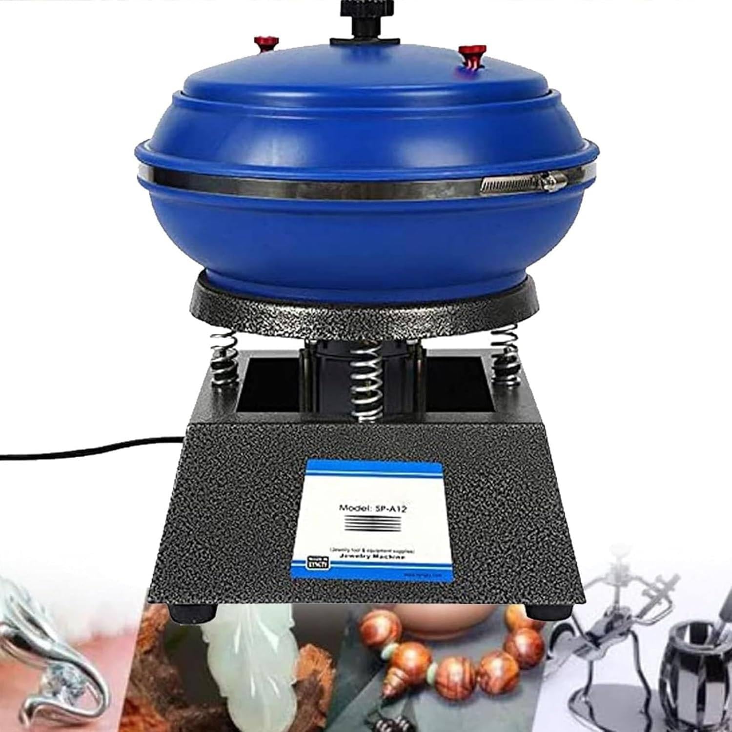 Polishing Machine, Vibrating Polishing Drum, Sleeve Polisher, Strong and Stable, High Load Capacity, Convenient Operation, for Grinding and Polishing Workpiece Surfaces, Jewelry Accessories,6.2L