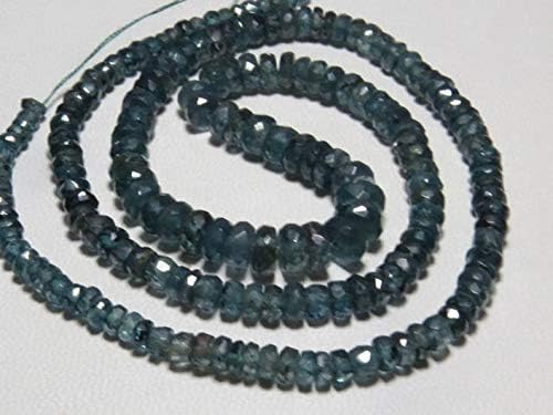 13 inch natural beads strand of 3-5.5mm faceted rondelle green kyanite gemstone beads for DIY jewelry - necklace, bracelet, earring, ring.