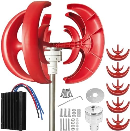1000W Vertical Axis Wind Turbine Generator Kit - 12V/24V/48V Lantern Type, 5-Blade Design, Includes Controller & Permanent Magnet Generator for Roofs & Off-Grid Power Solutions