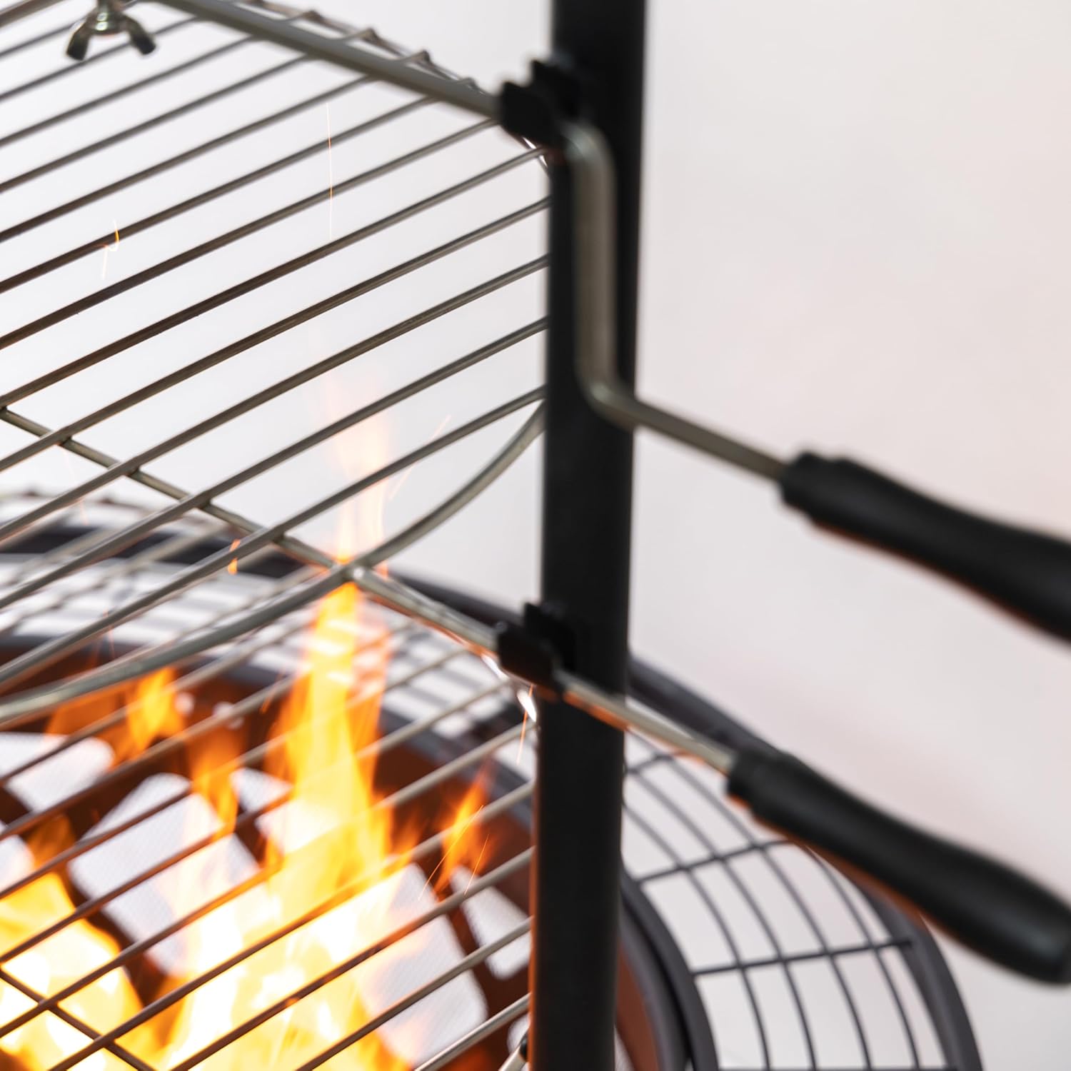 33 Inch Outdoor Fire Pit with Grill & Rotisserie Durable Steel Woodburning Firepits for Outside - Portable Fire Pit for Backyard Porch, Deck, Camping, BBQ