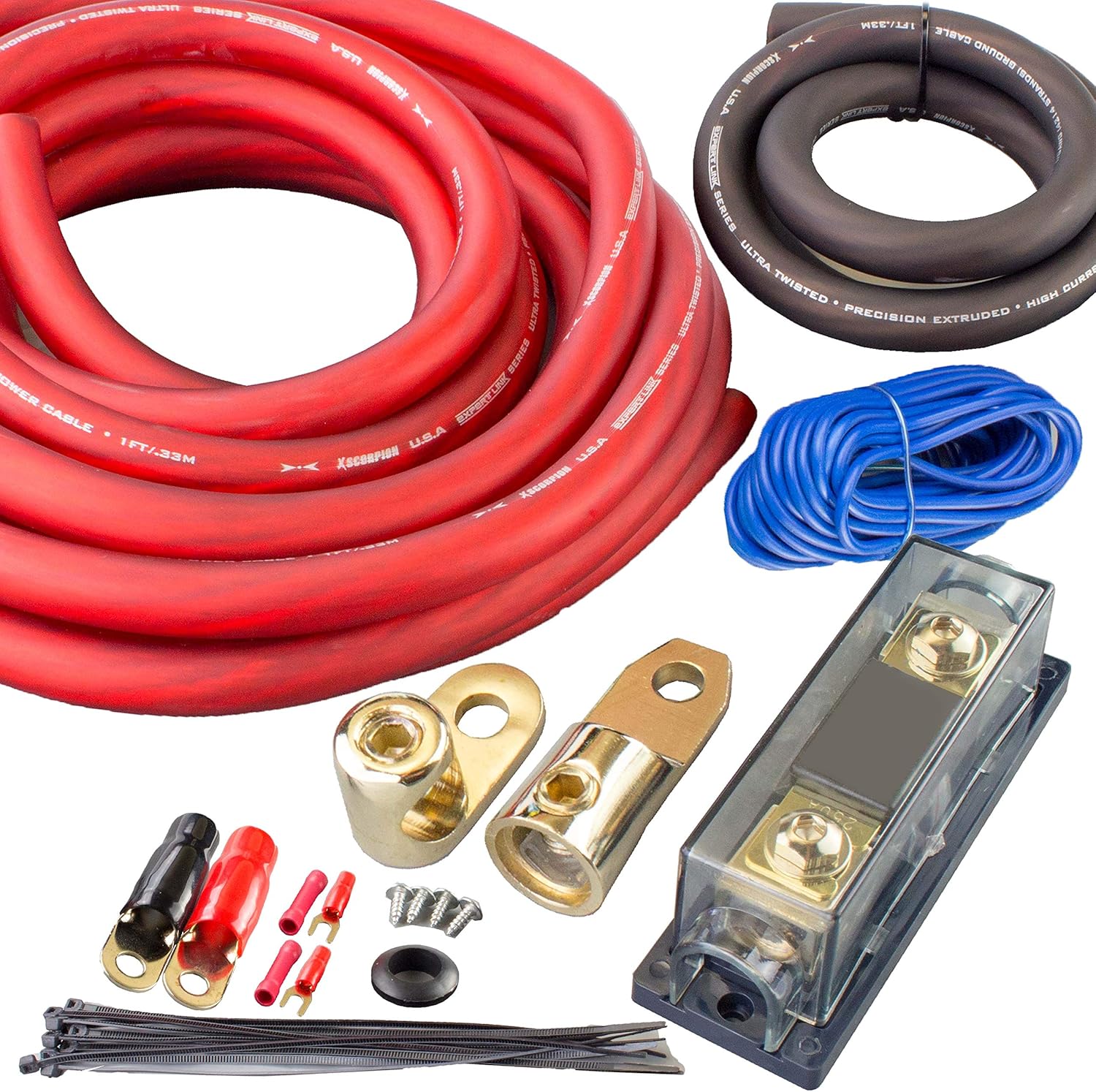 Red & Black 0 Gauge AWG 100% OFC Copper Power AMP Kit Amplifier Wiring Install 4000 Watts