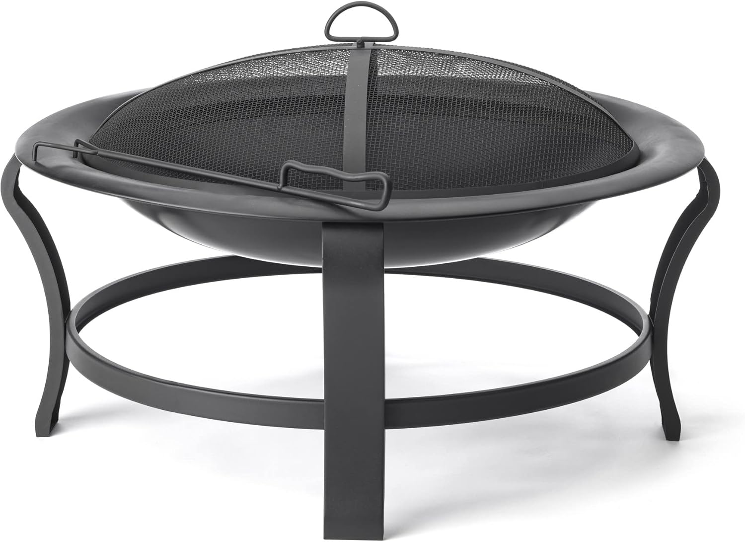 HomeRoots Black Steel Round Wood Burning Fire Pit