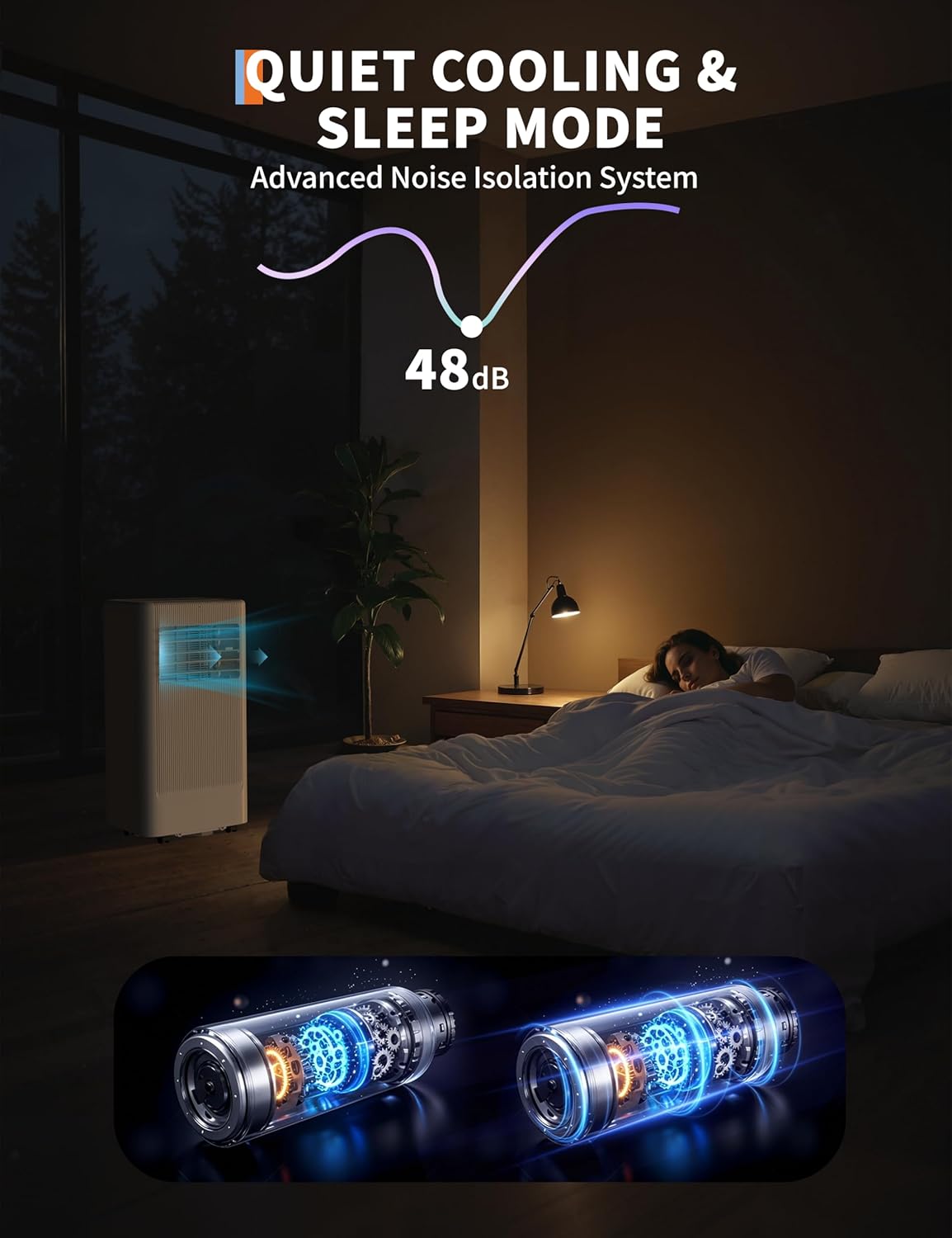 8000 BTUs Portable Air Conditioner, Cools Room up to 350sq.ft., 3-In-1 Portable AC Unit for Bedroom with Dehumidifier, Fan, Remote Control, Smart/Sleep Mode, 24H Timer