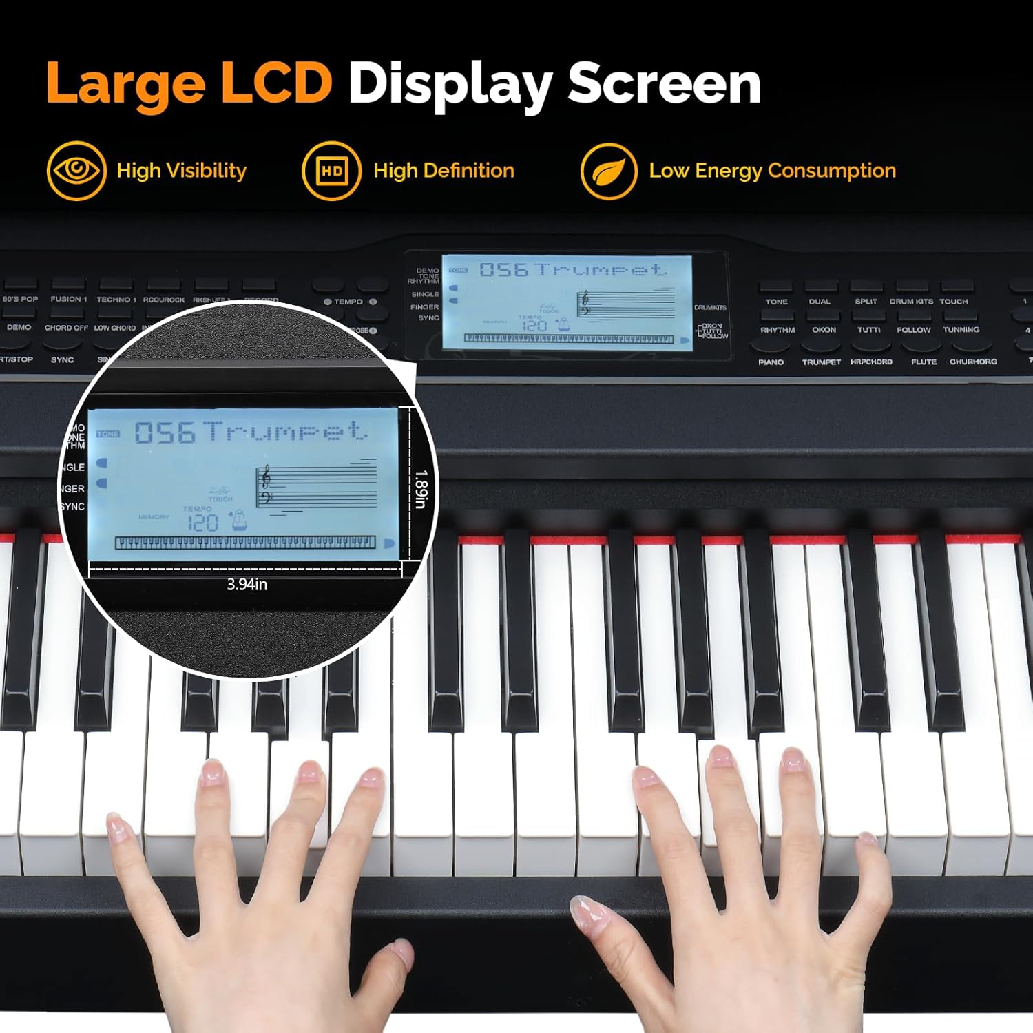 GLARRY Digital Piano 88 Keys Heavy Hammer Keyboard, with Large LCD Display and Headphone, Triple Pedals, Beginner Friendly, Supports MIDI Connect, Classic Upright Design (Matte Black)