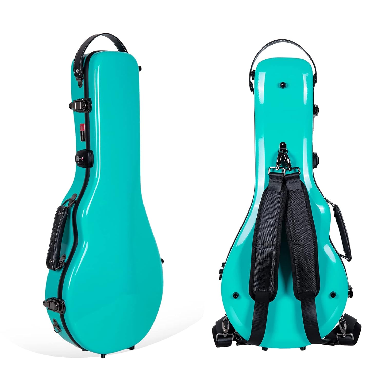 Crossrock Case - Fiberglass Mandolin Case - Fits Both A & F Styles - Padded Straps, Accessory Compartment, Fixed & Removable Padding - Includes TSA Lock - Mint Blue (CRF1020MAFMB)