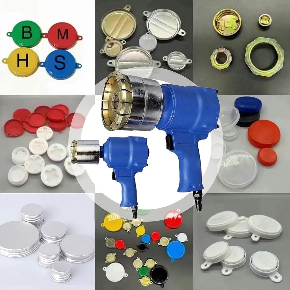 200L Pneumatic Oil Drum Sealing Machine,Oil Drum Capping Machine,Pneumatic Oil Barrel Crimper Sealer, Maximum Pulling Force 1300Lbs, Air Intake 1/4 Inch, for Caps, Barrels,Paints, Chemicals(39mm)