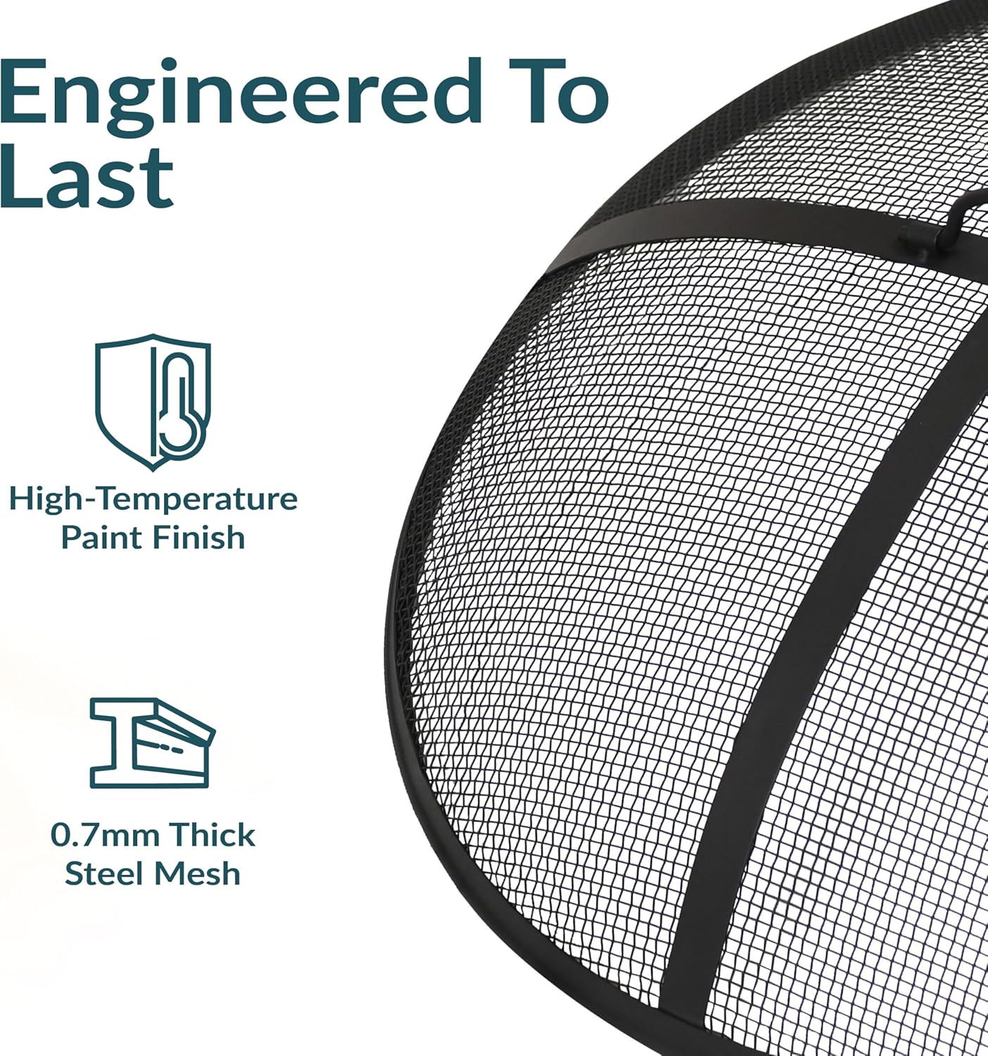 Sunnydaze Heavy-Duty Steel Mesh Fire Pit Screen - Fire Pit Spark Screen with Handle - 40-Inch Diameter