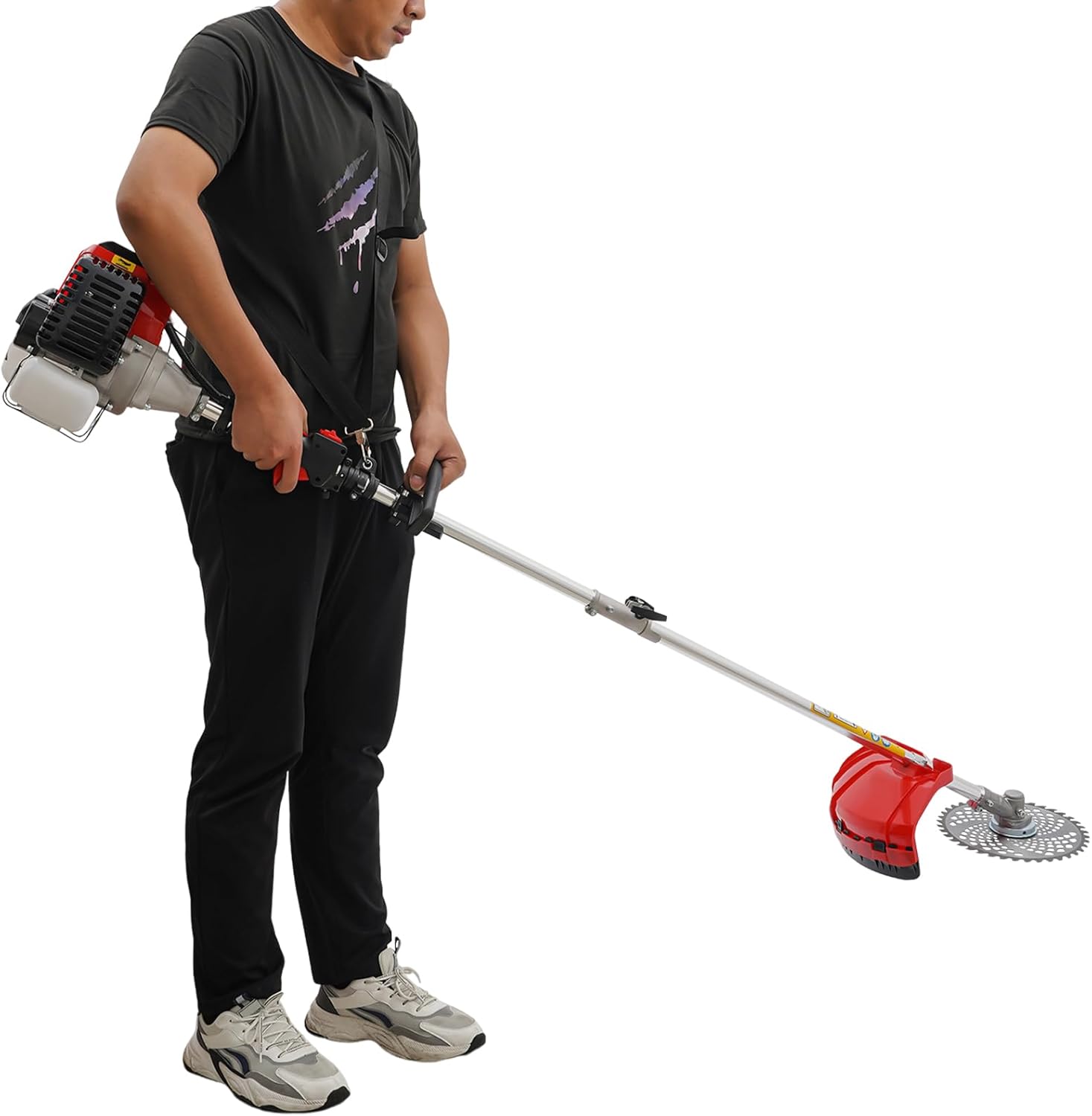 Lawn Mower, 2-Stroke 1.7KW 52CC 4-in-1 Multifunctional Lawn Mower Brushcutter Gasoline Lawn Mowers Air-Cooled Mulching Lawnmower Single Cylinder Mowing for Garden, Villa, Community Greening