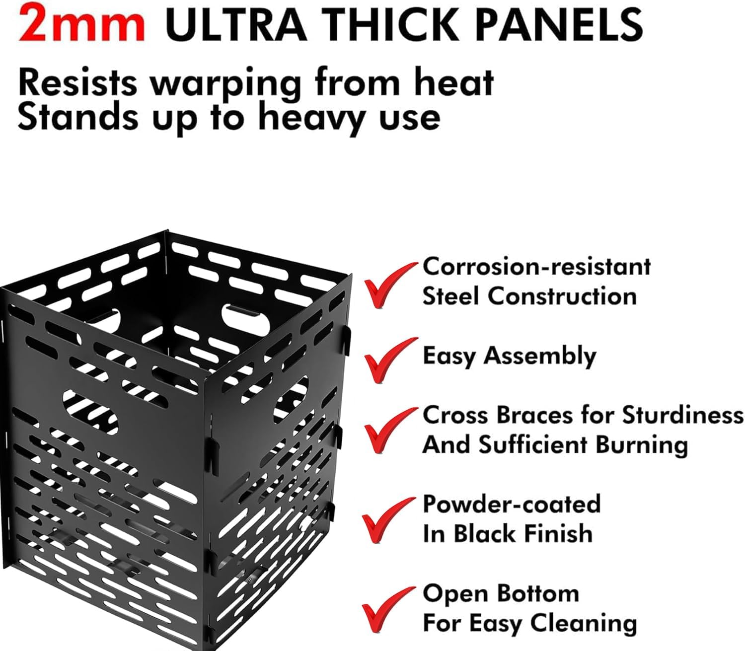 Extra Thick Portable Fire Cage for Outdoor Yard Waste Leaf Weed Brush Burning Bucket Fire Pit (Slot Type)