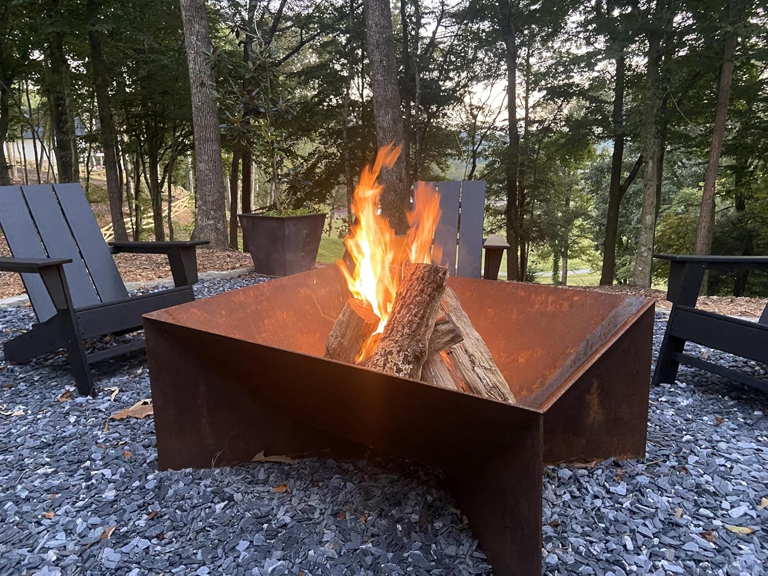Modern Metal Outdoor Fire Pit Geometric Shape (Corten Steel)
