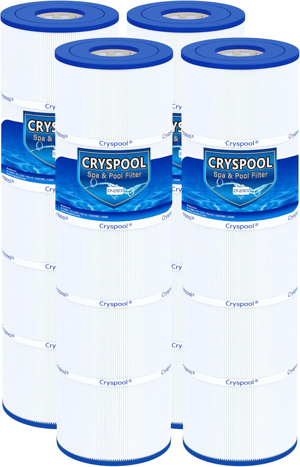 Cryspool® 07073 Filter Compatible with CX875RE, SwimClear C4520, C4500, C-7489, PA112, FC-1275, 4 ×112 Sq. Ft Pool Filter Cartridge, 4 Pack