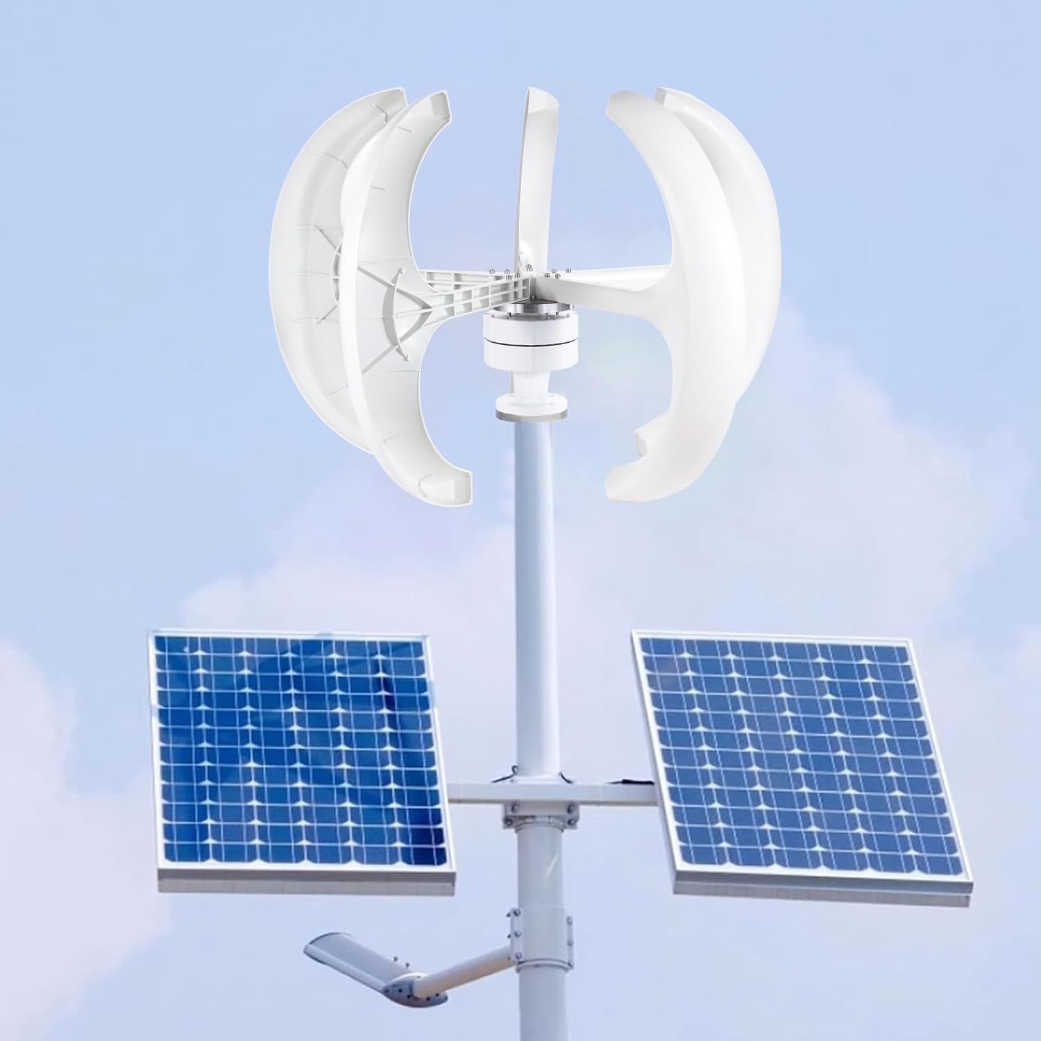 Wind Generators for Home Use,Low Noise 5 Leaves Wind Generator Kit - Windmill Household with Flange Plate, Controller, Automatic Angle Adjustment