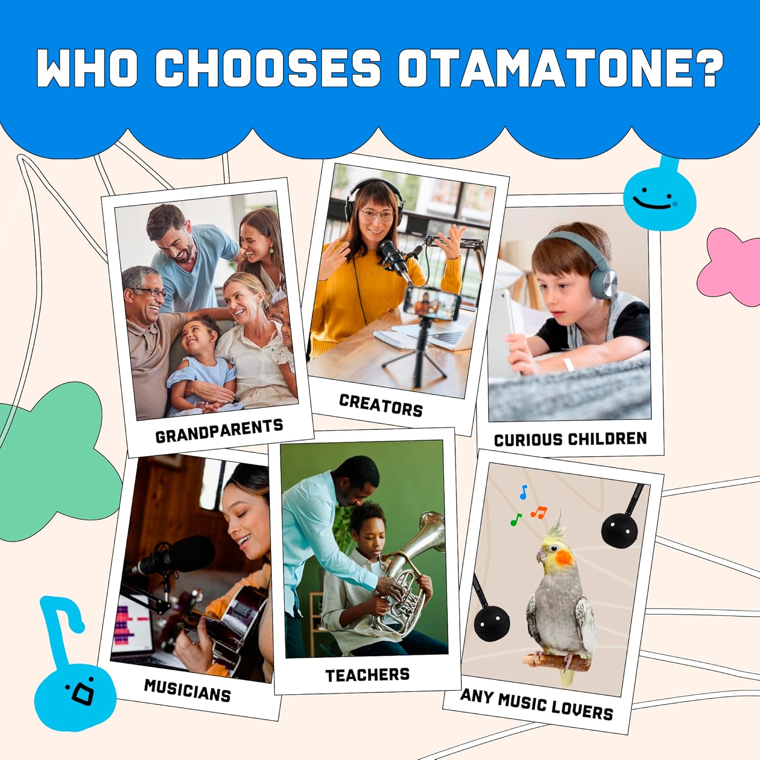 Otamatone Regular [Blue] and Otamatone Deluxe [Blue] Bundle Japanese Electronic Musical Instrument Portable Music Synthesizer Maywa Denki Award Winning Educational Fun Gift for Children Teen Adult